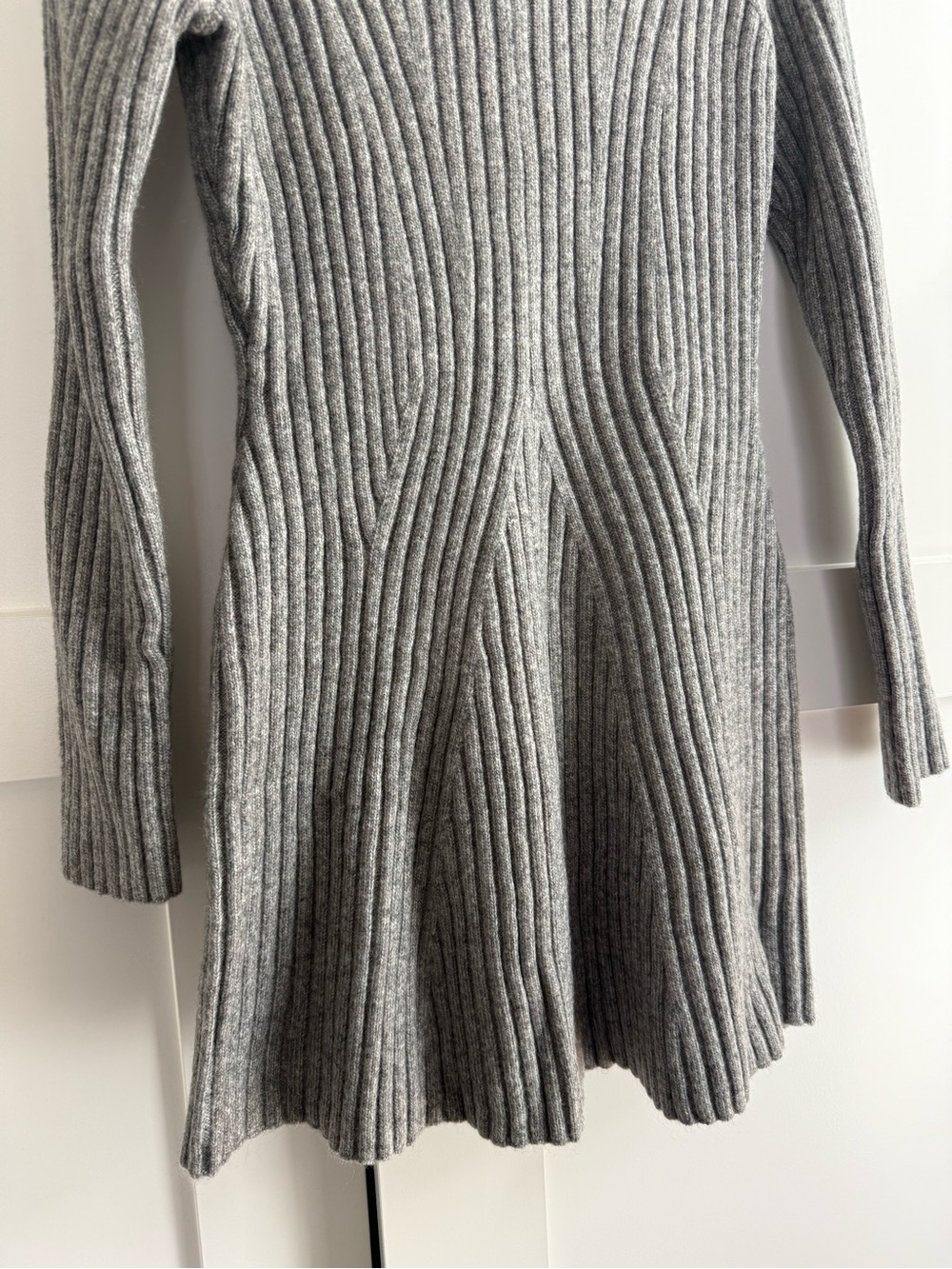 H&M Ribbed Knit Long Sleeve Dress - Gray - Picture 3 of 5